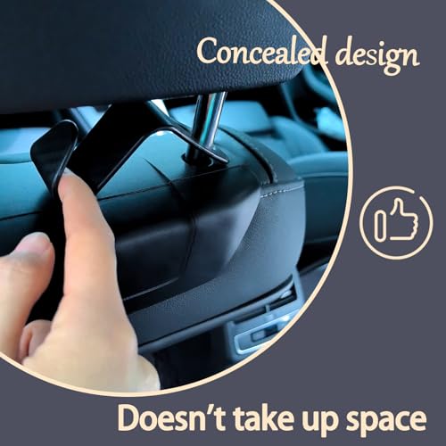 Car Seat Headrest Hook Universal Car Seat Hook Storage Rack S-Shape Plaid Black 4-Pack