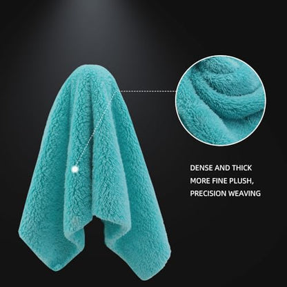 SPTA Microfiber Drying Towel Car Wash Drying Towel, 6 Pack Super Plush Edgeless Car Wash Towels for Auto Detailing, 16.1x17.7 in, 420GSM, Teal Blue-MT039