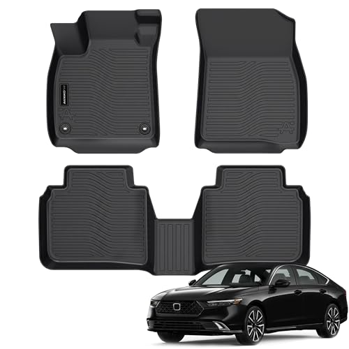 All Weather Floor Mats Fit for Honda Accord 2023 2024 2025 2026 Include Hybrid TPE Rubber Liners Set Accord Accessories All Season Guard Odorless Anti-Slip Floor Mats - size: accord|2023-2026| floor mats
