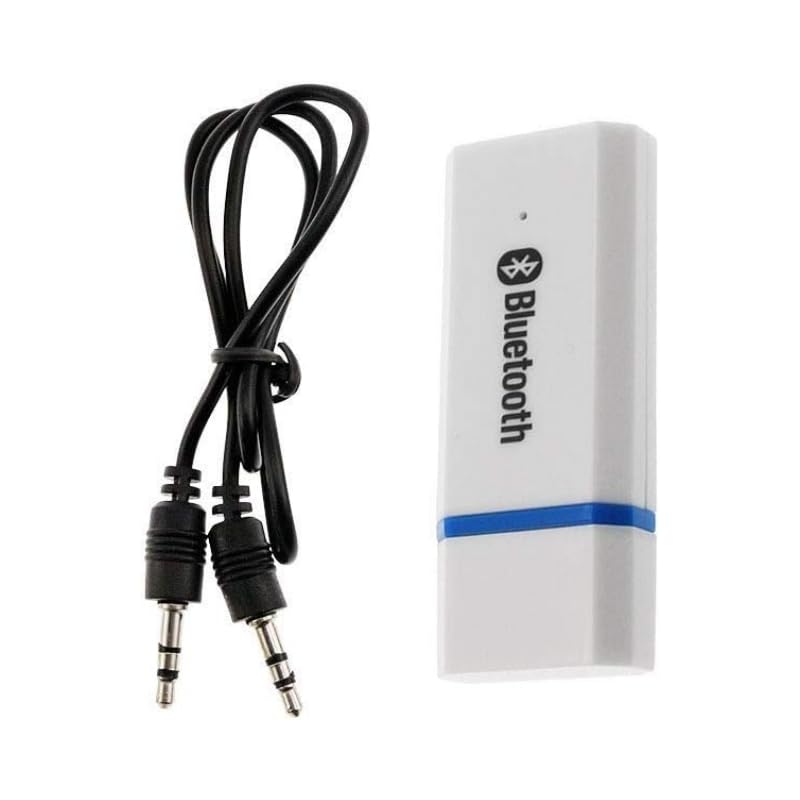 USB Bluetooth Adapter, Bluetooth USB Audio Receiver Wireless Adapter for Home/Car Stereo System, Portable Speakers with AUX in & 3.5mm Cable (White) - color: White