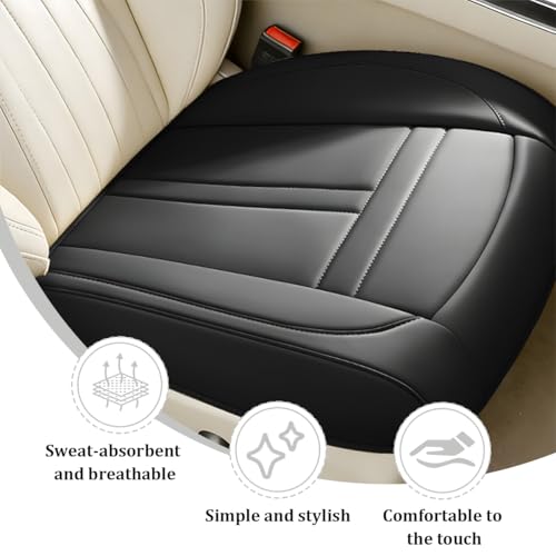 Car Front Seat Covers, Leather Anti-Slip Vehicle Front Seat Protection Full Wrap, Waterproof Driver Automotive Bottom Cushion Pad Mat Accessories, Universal for SUV, Sedan, Truck (Black) - color: Black