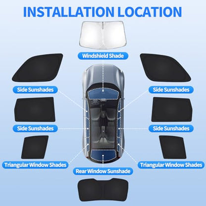 8 PCS Car Window Shades for Jeep Grand Cherokee 2011-2021 Accessories, UV Heat & Privacy Protection, Foldable Thickened Full Set Windshield Side Rear Window Sun Shade Covers for Camping Napping - size: for Jeep Grand Cherokee 2011-2021