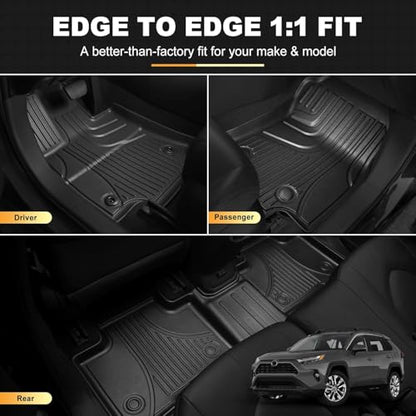 AOMSAZTO Floor Mats Compatible with Toyota Venza 2021-2025 & Toyota Rav4 2019-2025 (Include Hybrid) Full Set All Weather Floor Liners for Rav4 Accessories 2025 2024-2019 TPE Balck Protector Cargo Mat - style: 2021-2025 | For Toyota Venza & 2019-2025 Toyot