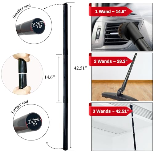 Universal Vacuum Attachments Hardfloor Brush and Replacement Accessories for Vacuum Cleaners - Horsehair Hardwood Floor Attachments and Vacuum Hose Adapter Kit - Vacuum Attachments for Car Detailing