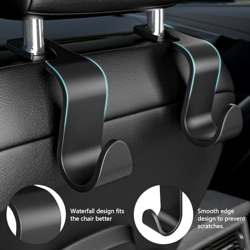Car Seat Back Hook, Car Headrest Hook, Car Accessories for Interior, 4 Pack Plastic Black Hook, Suitable for Handbags, Shopping Bags, Clothes, Portable Tool Box