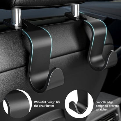Car Seat Back Hook, Car Headrest Hook, Car Accessories for Interior, 4 Pack Plastic Black Hook, Suitable for Handbags, Shopping Bags, Clothes, Portable Tool Box