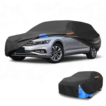 Waterproof All-Weather Universal Car Cover with Right Side Zipper, 190T Polyeste Black Blue Fits for Wagon 177" to 190" Length - size: Fit for Wagon Length 177" to 190"
