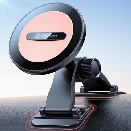 VICSEED 2025 Upgrade for MagSafe Car Mount [Strongest Dashboard Adhesive & 25N Magnetic] Cell Phone Holders for Your Car, 360° Adjustable Phone Holder Mount for All Smartphones & Vehicles - color: Z-Pink