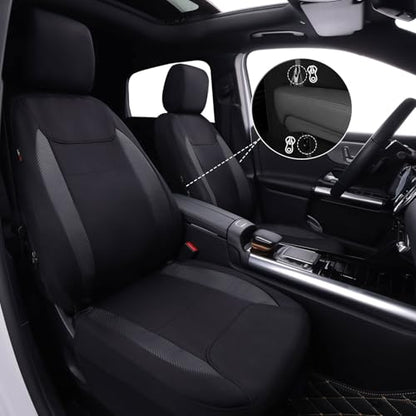Flying Banner AquaShield Front car seat Covers Set Waterproof Water Resistant arm Rest Shoulder Seatbelt Compatible Truck Protectors Universal Non Slip (Black Neoprene, Front Pair) - color: Black Neoprene, size: Front Pair
