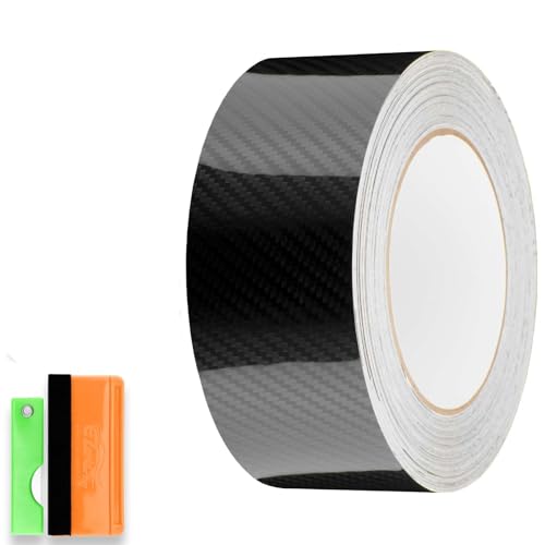 2 in x 25 FT 5D Carbon Fiber Black Vinyl Wrap Kit Sticker Decal for Black Out Chrome Remove Window Trim Door Trim Self-Adhesive Air Release Waterproof and Scratch DIY - color: 5D Carbon Fiber Black, size: 2 in x 25 FT