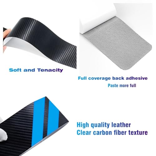 4PCS Door Sill Scratch Protector Stickers Compatible with Challenger Charger Car Threshold Protection Stickers Thickened Carbon Fiber Textured Leather Material Anti-Scratch（Blue） - color: Blue