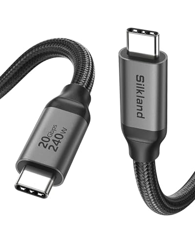 Silkland Long USB C Monitor Display Cable 15FT[4K@144Hz/60Hz 8K@30Hz], USB C 3.2 Gen 2x2 Video Cable, 20Gbps Data Transfer, 240W PD Charging, Compatible with iPhone 16, MacBook Pro, iPad - size: 15 Feet