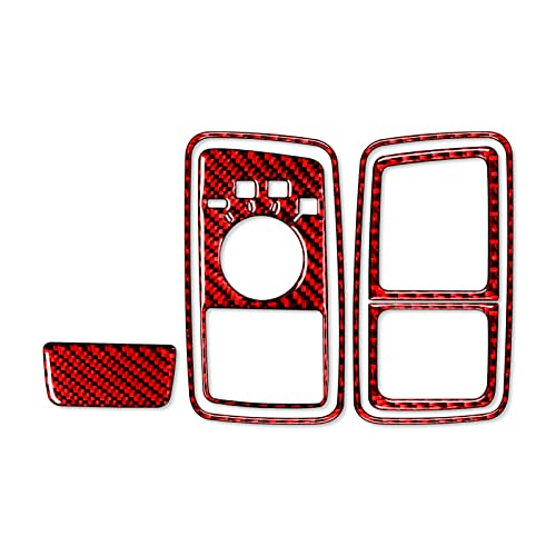 Red Carbon Fiber Compatible with Dodge Ram 1500/2500/3500 2013 2014 2015 Carbon Fiber Four-Wheel Drive Switch Panel Interior Accessories Red (Kit-E 6Pcs) - color: Red 14