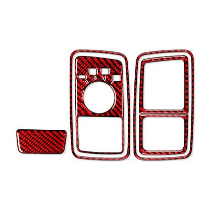 Red Carbon Fiber Compatible with Dodge Ram 1500/2500/3500 2013 2014 2015 Carbon Fiber Four-Wheel Drive Switch Panel Interior Accessories Red (Kit-E 6Pcs) - color: Red 14