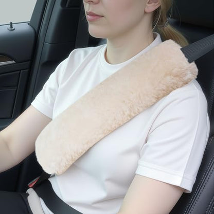 Aegis Cover Sheepskin Seat Belt Cover, Premium Australian Merino Wool Padding, Ultra-Soft & Durability, 0.5" Thick Seat Belt Pads, Universal Fit for Car, Truck, SUV 2Pack (Sand) - color: SAND
