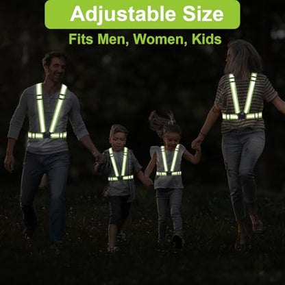Reflective Vest Running Gear, 2Pack High Visible Safety VES for Cycling Jogging Running Walking, Adjustable for Men Women Kids - color: 2 x Orange