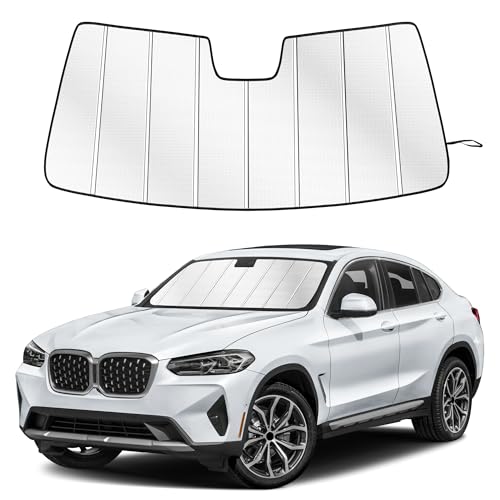 Windshield Sun Shade for BMW X4 2019-2025 Custom Fit Accordion Folding Design Window Sunshade Car Accessories, Full Coverage Sun Visor Protector - Blocks 99% UV Rays - size: B-M-W X4 2019-2025