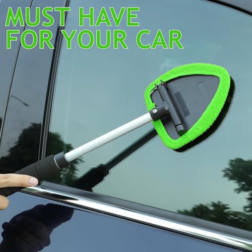 Car Windshield Cleaner Tool Bonnets,Microfiber Cleaning Cloth for Windshield Cleaning Tool,Interior Auto Window Cleaner Washing Pads Replaceable Fit 6.5” Plate-Green