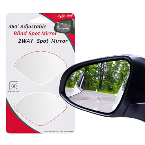 Frameless Blind Spot Mirror 2 Piece 1.75 inch Fan Shaped HD Glass Adjustable, Self Adhesive Rearview Mirror for Cars, Vans, SUV, Left, Right Placement - color: Fan 360° Mirror