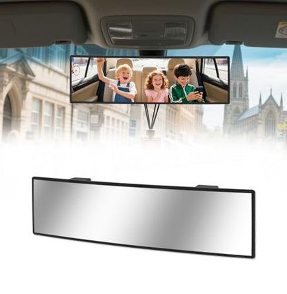 Rear View Mirror, Chrome Anti-glare Panoramic Rear Mirrors Universal 10 Inch Convex Car Interior Clip on Extra Big Wide Angle Rearview Mirror Extender to Reduce Blind Spot for Car SUV - size: 10 Inch