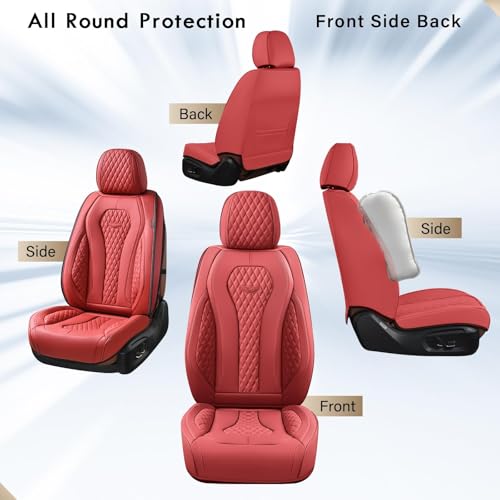Coverado Seat Covers, Car Seat Covers Front Seats, Red Car Seat Cover, Waterproof Car Seat Covers, Car Seat Cushion, Front Car Seat Covers Leatherette Car Seat Protector Universal Fit Most Cars - color: Red, size: FrontPair
