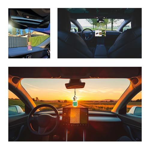 Car Air Freshener Skyfall – Floral Aroma Diffuser, Long-Lasting Lavender & Vanilla Hanging Oil Diffuser with Wooden Cap, Non-Toxic Rearview Mirror Accessory, Made in USA