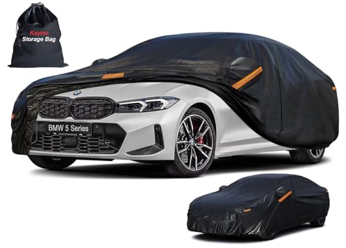 Kayme 7 Layers Sedan Car Cover Custom Fit for BMW 5-Series，M5 528i 530 530i 535i 540i (1988-2026), Waterproof All Weather for Automobiles,Rain Sun UV Protection.Black - color: PE-Black, size: Custom Fit BMW 5-Series