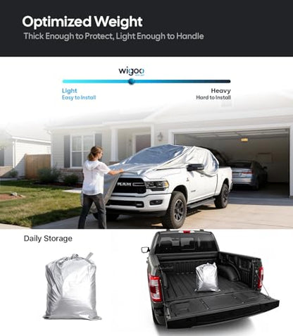 Wigoo Dodge Ram 2500 3500 Truck Car Cover Accessories, Custom Fit Waterproof All Weather Outdoor Pickup Cover, Windproof UV Rain Snow Dust Protection, Door Zipper, Reflective Strips, Breathable Design - size: for Dodge Ram 2500 3500