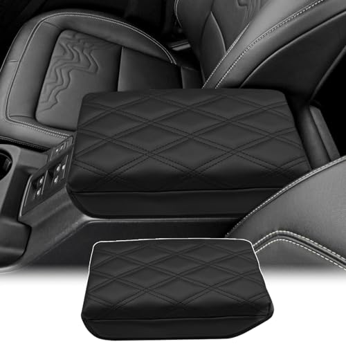 Zxiaochun Center Console Cover Compatible with Ford Bronco 2021 2022 2023 2024 2025 2026 2/4-Door, Armrest Lid Leather Protector Interior Accessories, Black - size: Black