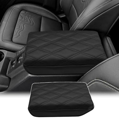 Zxiaochun Center Console Cover Compatible with Ford Bronco 2021 2022 2023 2024 2025 2026 2/4-Door, Armrest Lid Leather Protector Interior Accessories, Black - size: Black