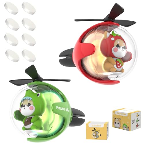 2Pcs Pilot Car Air Freshener, Cute Duck Car Vent Clip Air Freshener Automotive Air Outlet Fan Diffuser, Automotive Interiors Vent Decoration (Green+Red) - color: Green+Red