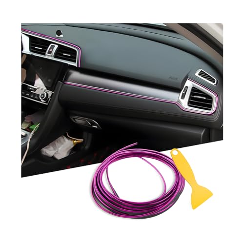 Osilly Car Interior Moulding Trim Strips, 16Ft/5M Universal Electroplating Decoration Filler Insert Strips, Styling Dashboard DIY Flexible Strip, Garnish Accessory with Installing Tool (Purple) - color: Purple, size: 16Ft