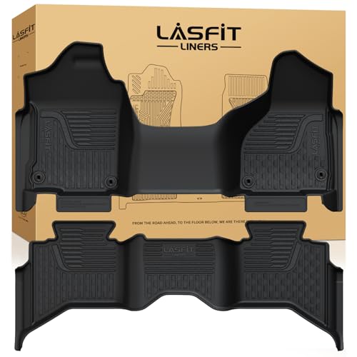 LASFIT Floor Mats for Dodge Ram 1500 2013-2018 & 1500 Classic 2019-2024 Quad Cab Bench Seat(Not for Bucket Seat & Vinyl Flooring), All Weather TPE Custom Fit Car Mats Floor Liners 1st & 2nd Row, Black - style: 2) 1500 | 2013-2018 |Quad Cab Floor Mats
