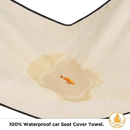 Waterproof Seat Cover Towel, Premium Sweat Carseat Protector, Perfect for Universal Anti-Slip Car Truck SUV Seat, Great for Surfing Yoga Gym Workout, Tan
