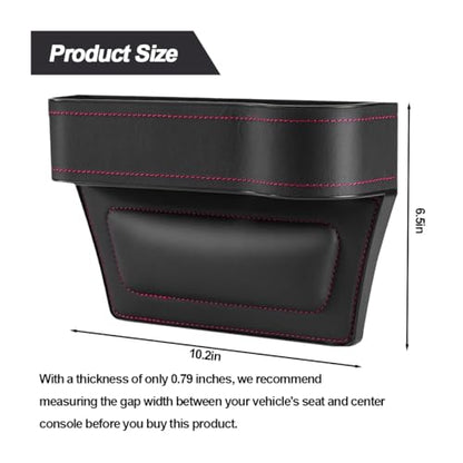 2PCS Car Seat Gap Filler Organizer, Leather Multi-Functional Vehicle Console Gap Pocket Organizer with Cup Holder, Automotive Seat Crevice Filler Storage Box, Universal for Vehicles (Black)