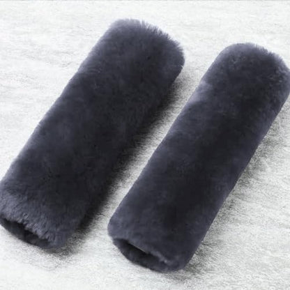 U&M 2 Pack Genuine Sheepskin Auto Seat Belt Cover for Adult Youth Kid Toddlers -Soft Warm Car, Truck, SUV, Camera Backpack Strap Shoulder Pad Wool Fluffy (Carbon Gray) - color: Carbon Gray