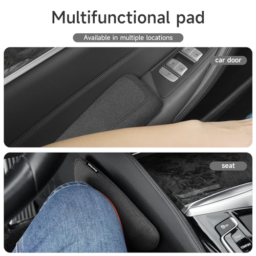 Italian Alcantara Style Fur Car Elbow Rest Pad - Universal Armrest & Knee Cushion - Thigh Support Comfort Pillow - color: Black Line Right