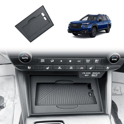 BIBIBO 2026 Outback Center Console Organizer for 2026 Subaru Outback(Premium,Limited,Touring,Wilderness,Limited XT,Touring XT) Insert Silicone Wireless Charging Mat - color: Black- Wireless Charging Mat
