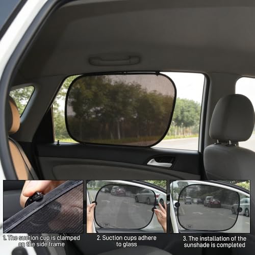 2PCS Universal Window Shade, Car Window Shades, Car Sunshine Glare & UV Rays Protection Sunshade with Suction Cups, Auto Sun Blocker Screen Accessories for Vehicles (2PCS/Side Without Hole) - color: 2PCS/Side Without Hole