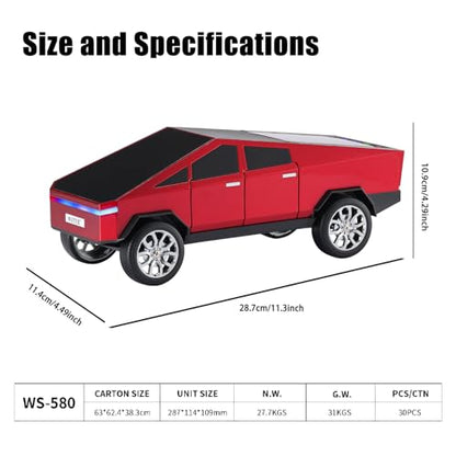 Futuristic Truck Bluetooth Replica Speaker with LED Display Screen – Portable Future-Style Audio with TWS Link, FM Radio, LED Lighting and Built-in Mic, For Every Technology and Truck Lover (Red) - color: Red