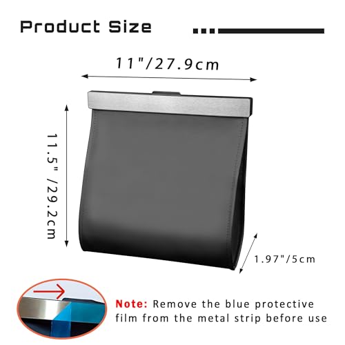 COZILO Leather Car Trash Can with Smart LED Light & Magnetic Closure,Leak-Proof, Odor-Lock Car Trash Bin for Any Cars, Sedans, SUVs, Trucks, Black - color: Black
