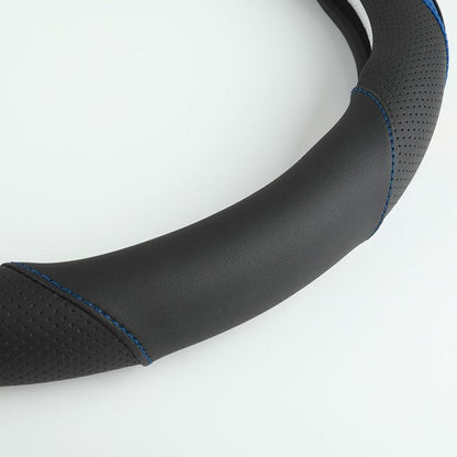 Car Steering Wheel Cover, Leather Steering Wheel Cover Blue Universal 14.5-15 Inch Microfiber Leather Anti-Slip Breathable Auto Steering Wheel Covers for Men Women (Black&Blue-2) - color: Blue-2A