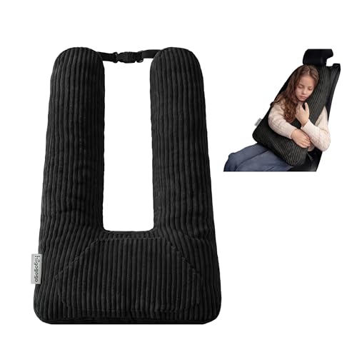HIGOGOGO Washable Travel Pillow, Car Pillow for Kids & Adults, Travel Pillows with Removable Soft Cover and High-Support Foam, Fix Neck and Body Sitting/Sleeping on The Trip, Black - color: U-black