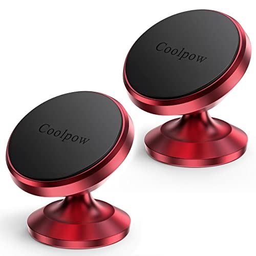 Coolpow【2 Packs Magnetic Phone Holder for Car【Strong Magnet】 Phone Holders for Your Car Phone Holder Mount【4 Metal Plate】 Universal Car Accessories for Women Men for iPhone Samsung Speakerphones - color: Red