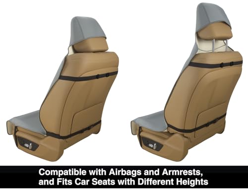 VSHIELD Waterproof Neoprene Car Seat Cover, Sweatproof Non-Slip Seat Protector, Universal Fit for Front Bucket or Rear Bench Seat of Cars, SUVs, Vans, Trucks, Compatible with Airbags and Armrests - color: Gray