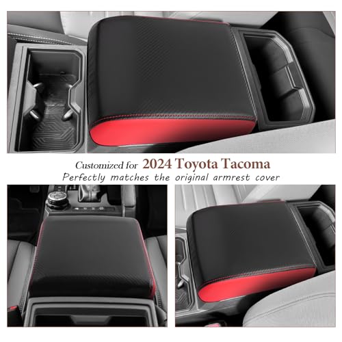 SKTU for 2024 2025 2026 Toyota Tacoma Center Console Cover 2024 2025 2026 Tacoma Armrest Cover 2024 2025 2026 Tacoma Center Console Pad Toyota Tacoma 2024 2025 2026 Accessories Console Cushion (Red) - color: 2024-2026 Tacoma Red