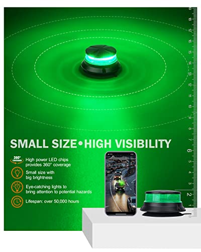 Xprite LED Rotating Beacon Light, 4.5Inch Super Bright Forklift Strobe Lights w/Magnetic Base for 12-24V Construction Truck Patrol Car Tractor Golf Carts-Green - color: Green
