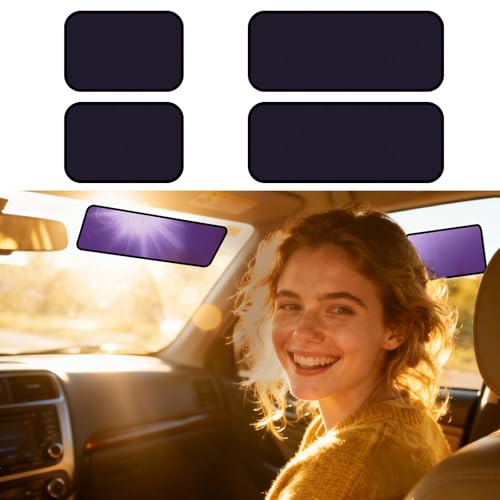 XCBYT Square Car Window Shades - Mixed Size 4 Pack Static Cling Sun & Glare Blocker, Removable Semi-Transparent Window Tint for Windshield, Side & Rear Windows (2 Small + 2 Long) - color: 4*Semi-Transparent, size: 9.84" X 7.09" + 15.75" X 7.09"