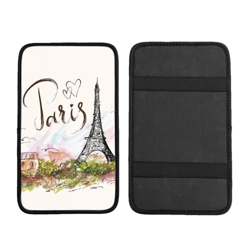 Paris Eiffel Tower Auto Center Console Cover Universal Car Armrest Pad Waterproof Women Men Automotive Interior Accessories for Most Vehicle SUV - color: Paris Eiffel Tower