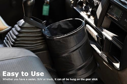 Ginsco 2Packs New Leakproof Car Trash Can, Mini Trash Can Pop-up Collapsible Hanging Car Trash Bin with Hook and Loop, Waterproof PEVA Liner Open-Top 1 Gallon Garbage Can for Cars Home Office - size: 1 Gallon